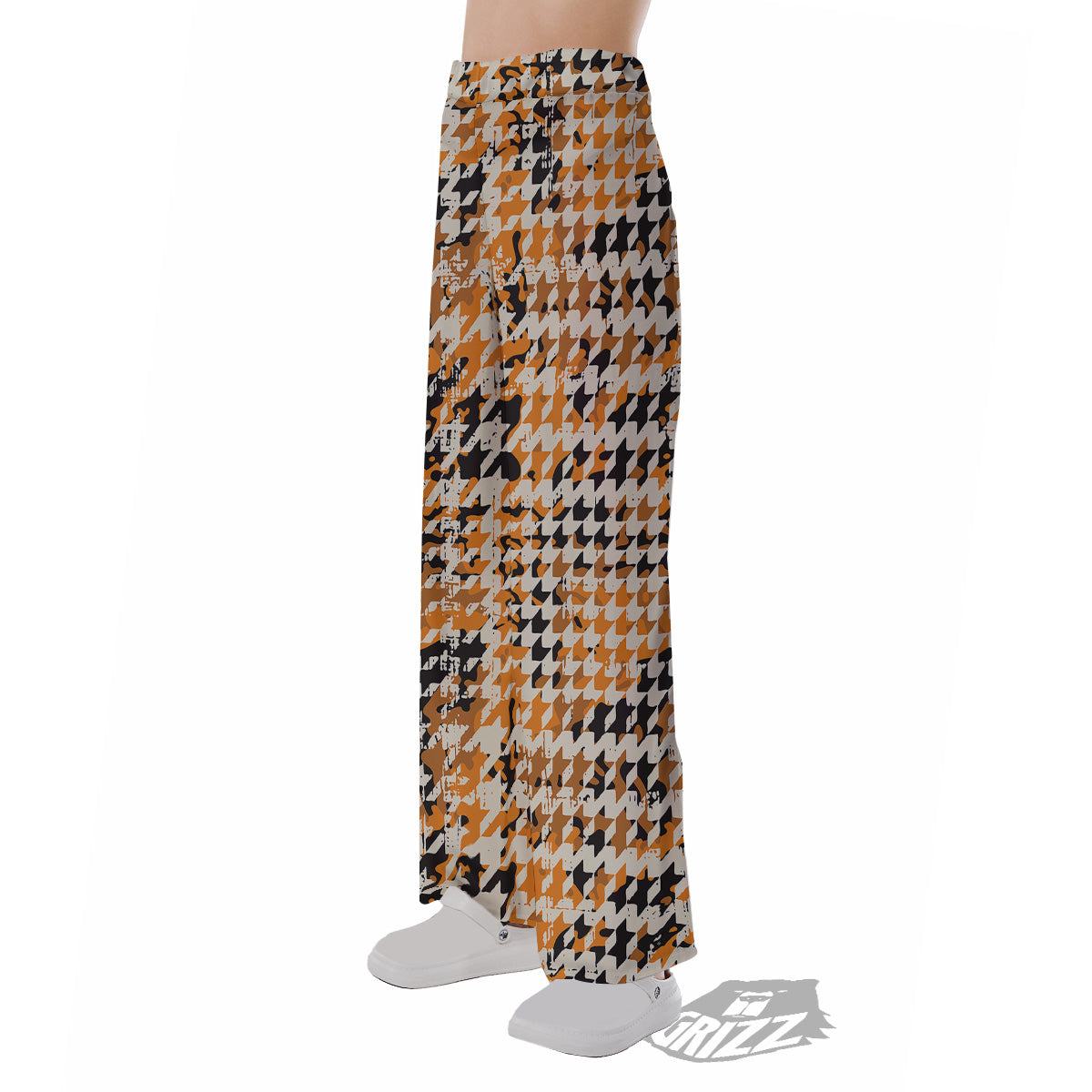 Abstract Grunge Houndstooth Camo Print Pattern Pajama Pants-grizzshop