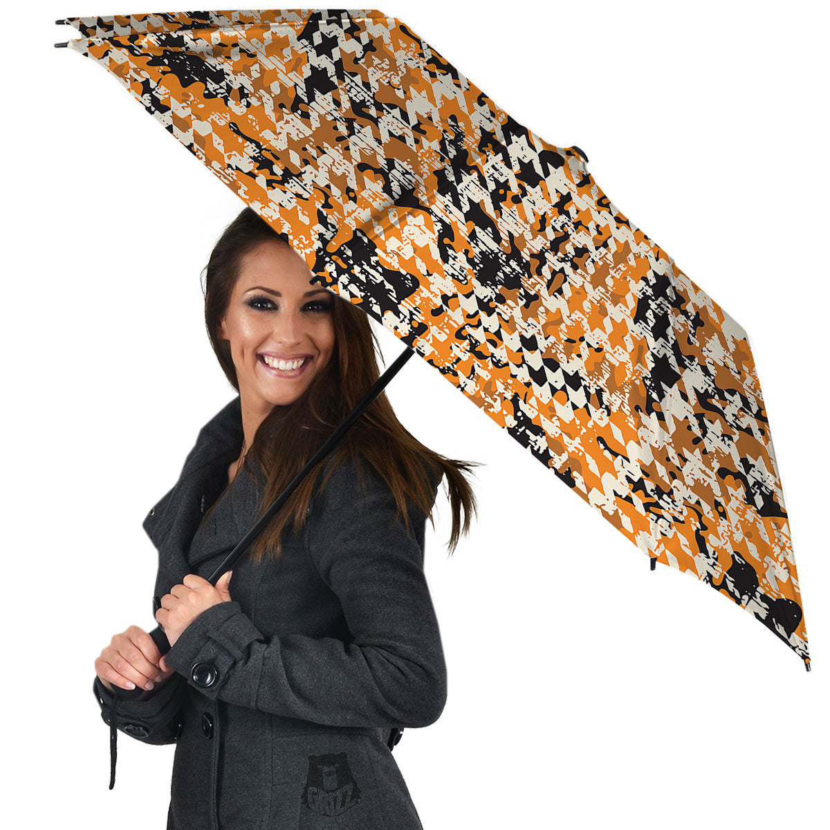 Abstract Grunge Houndstooth Camo Print Pattern Umbrella-grizzshop