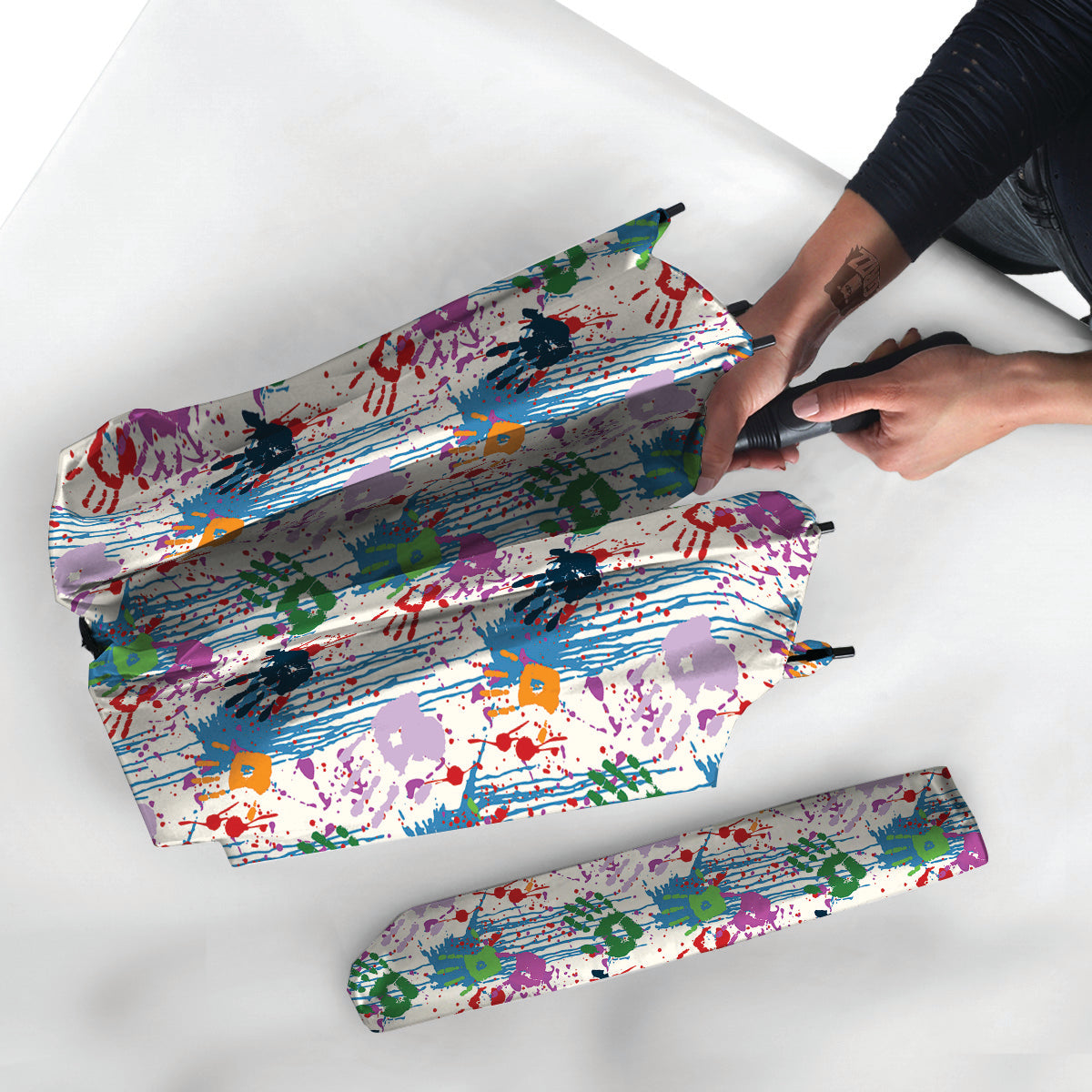 Abstract Hand Prints Colorful Print Pattern Umbrella-grizzshop