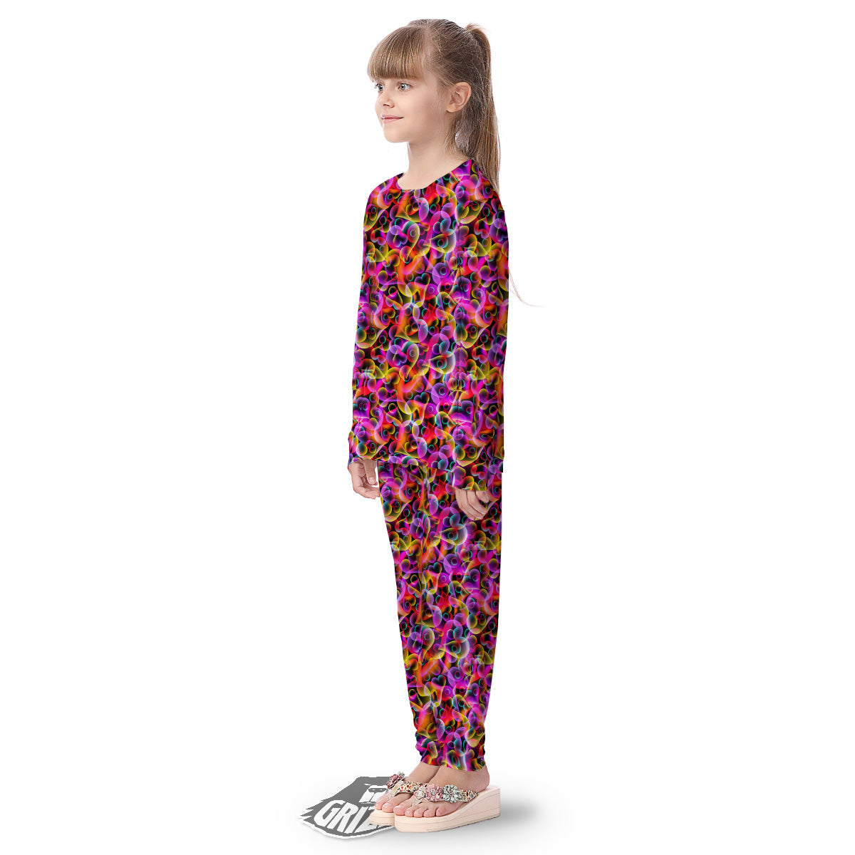 Abstract Hearts Neon Print Pattern Kid's Pajamas-grizzshop