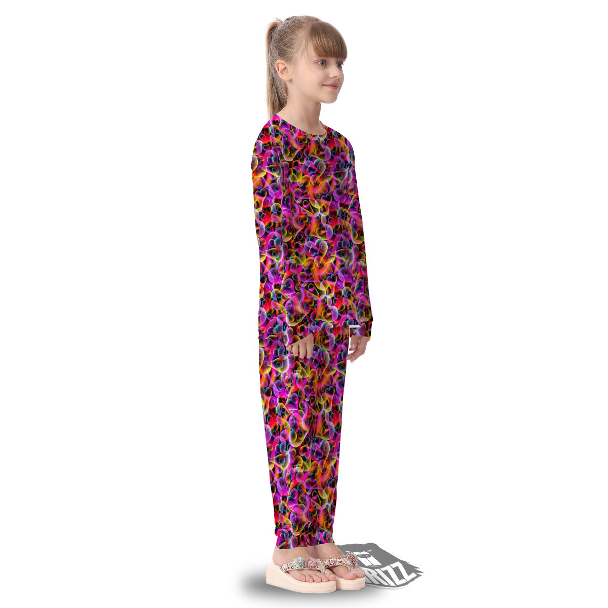 Abstract Hearts Neon Print Pattern Kid's Pajamas-grizzshop