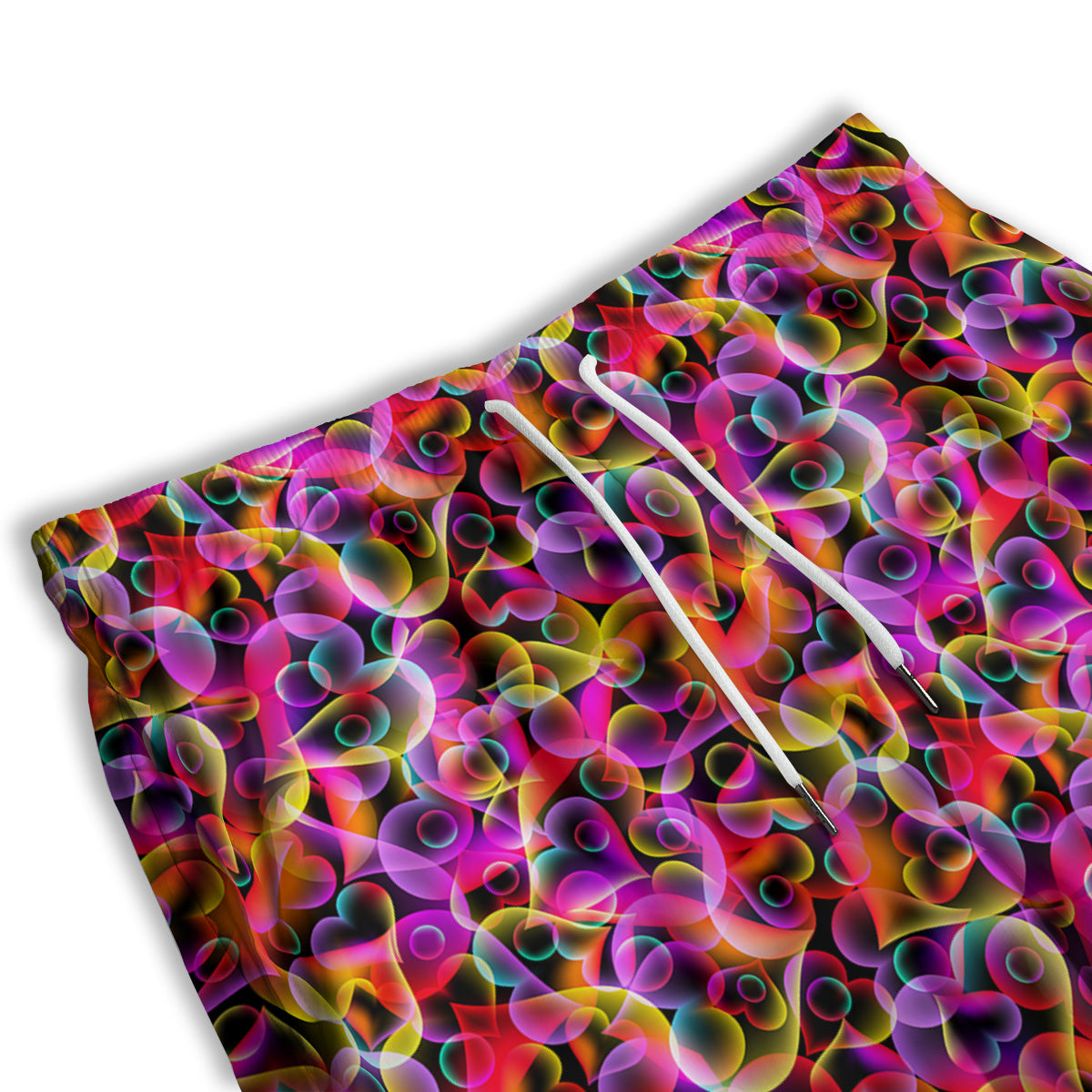 Abstract Hearts Neon Print Pattern Men's Athletic Shorts