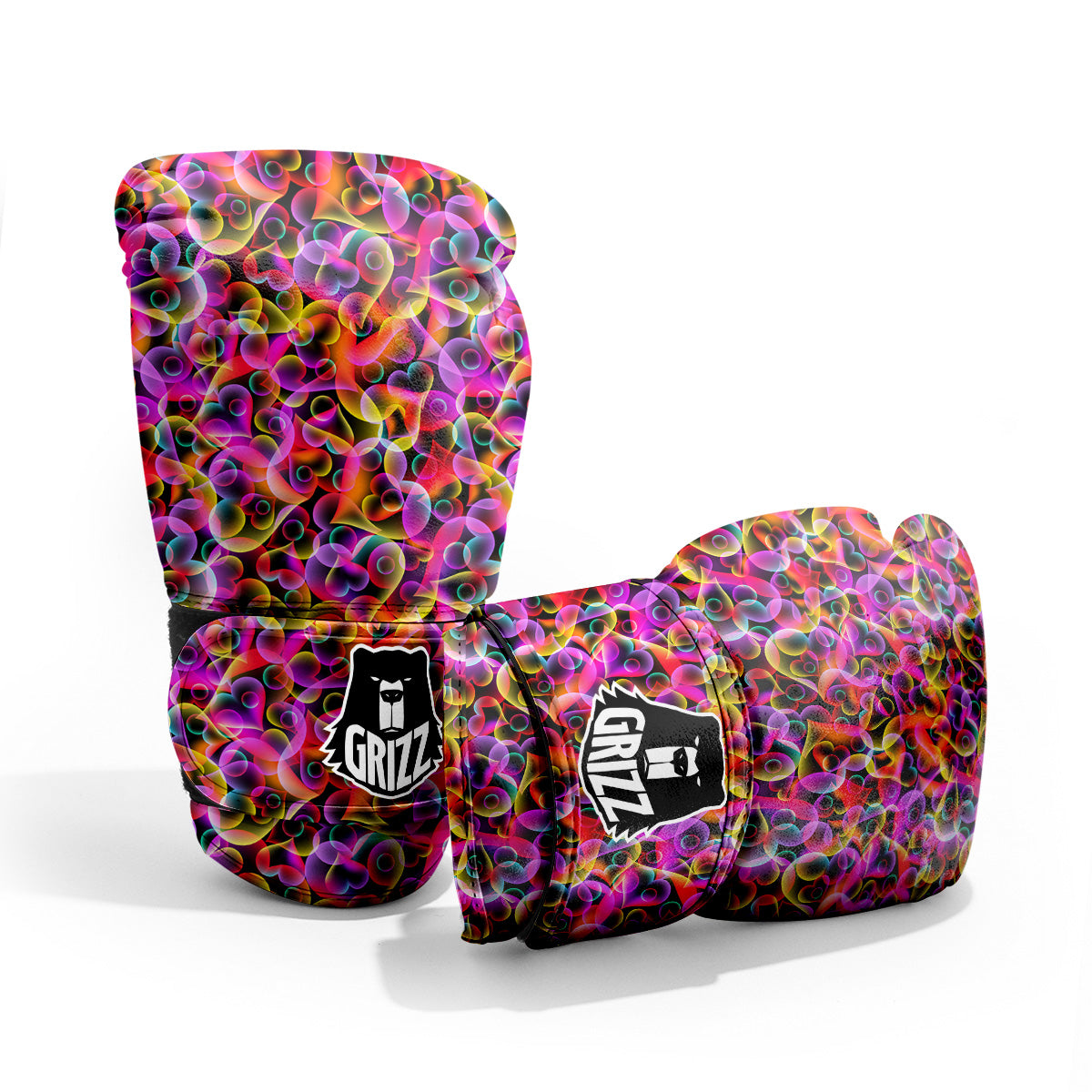 Abstract Hearts Neon Print Pattern Pro Boxing Glove