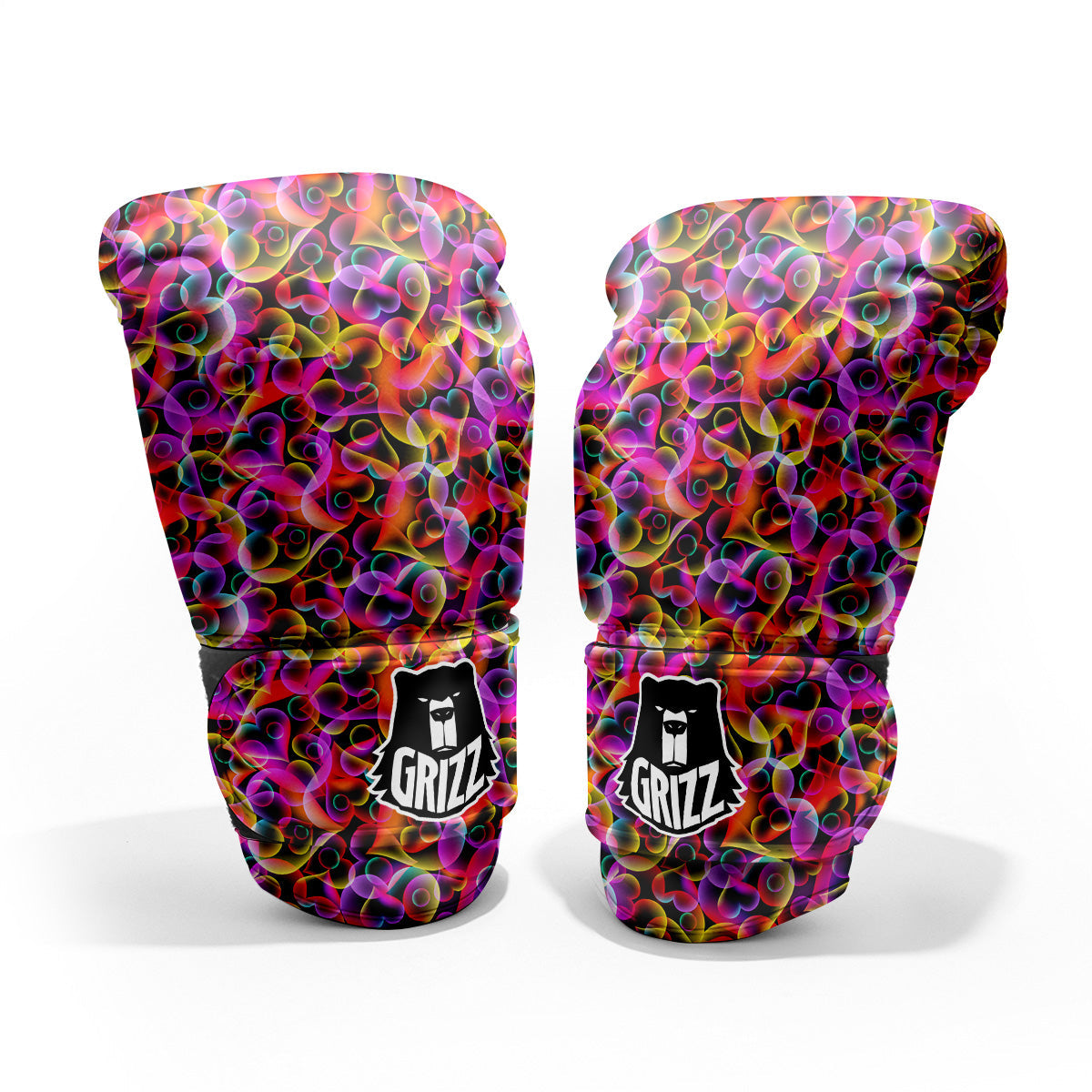 Abstract Hearts Neon Print Pattern Pro Boxing Glove