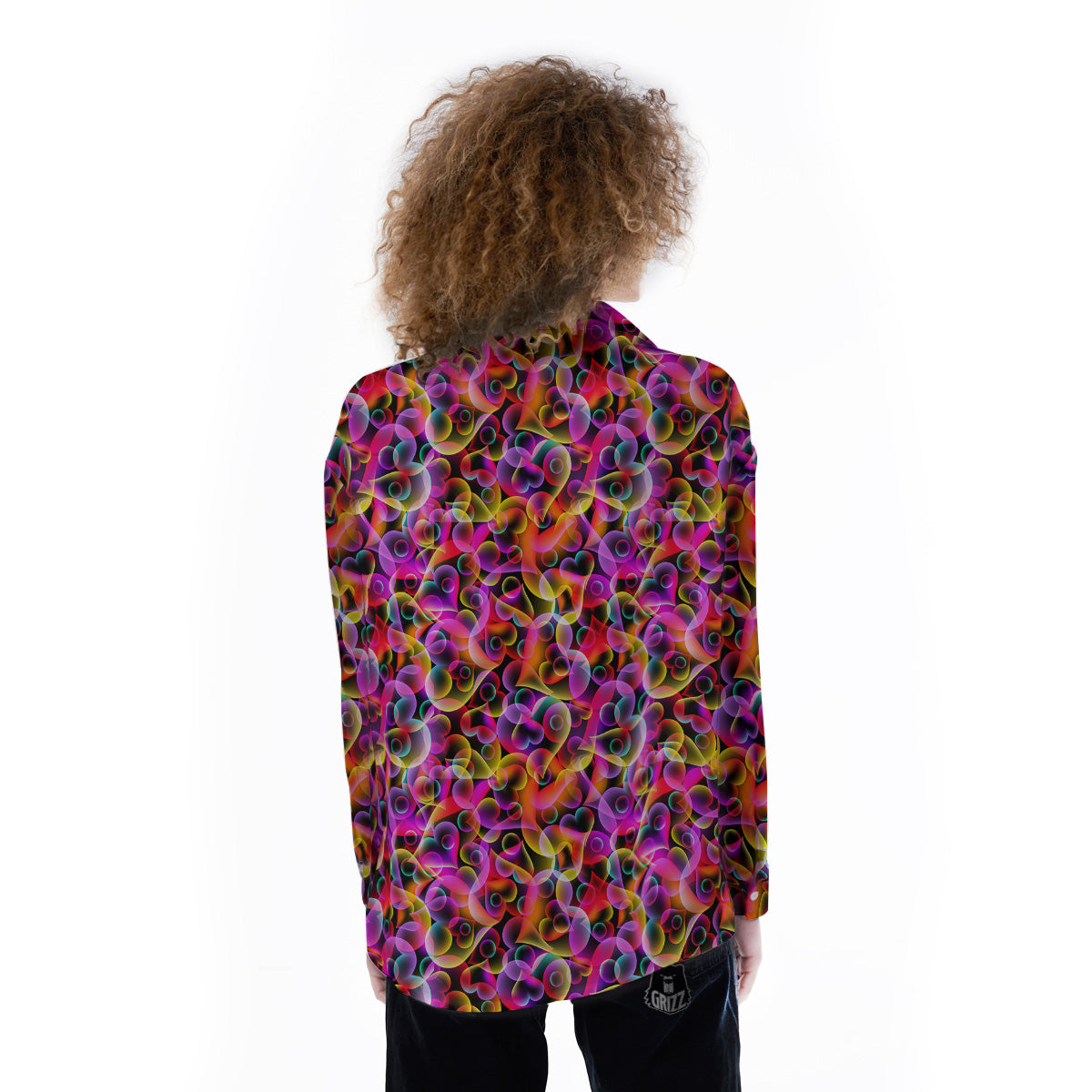 Abstract Hearts Neon Print Pattern Women's Long Sleeve Shirts-grizzshop