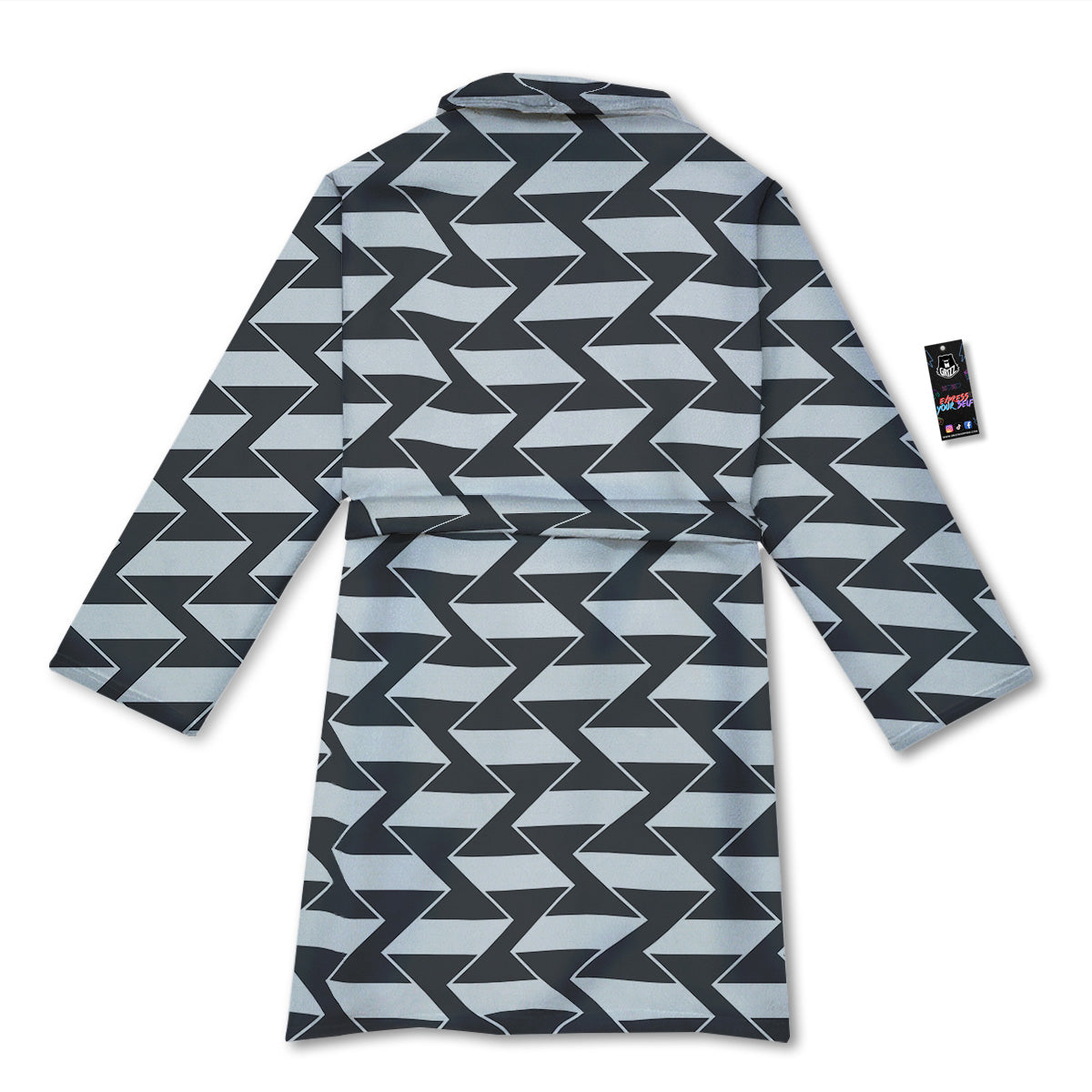 Abstract Heometric Zigzag Print Pattern Bathrobe-grizzshop