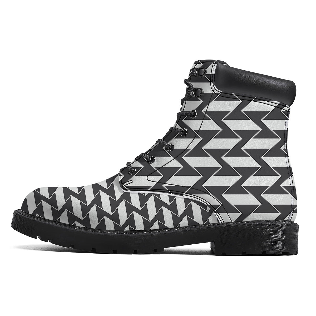 Abstract Heometric Zigzag Print Pattern Boots-grizzshop