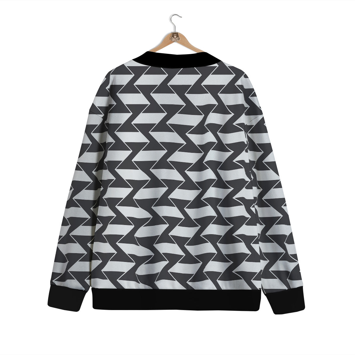 Abstract Heometric Zigzag Print Pattern Cardigan-grizzshop
