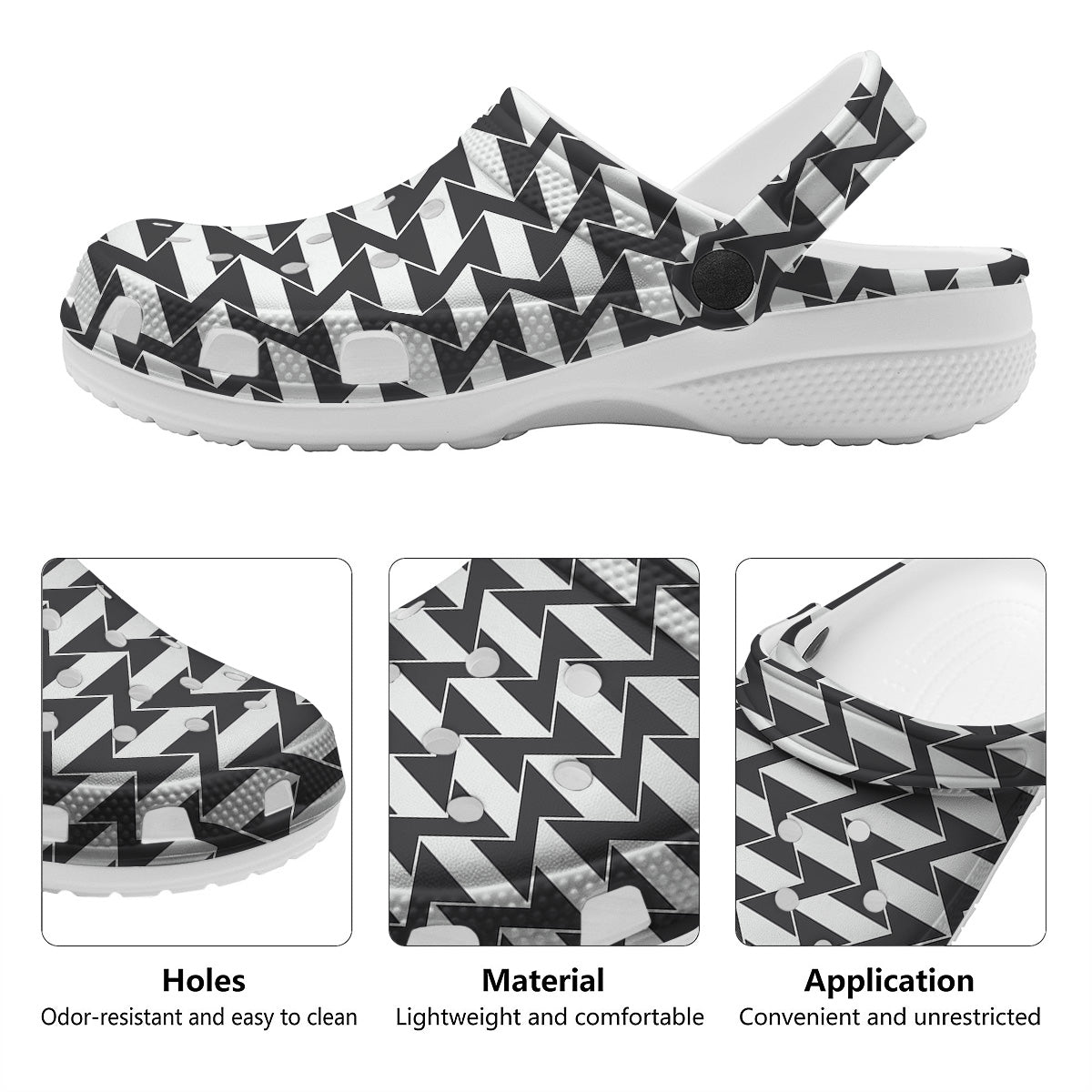 Abstract Heometric Zigzag Print Pattern Clog-grizzshop
