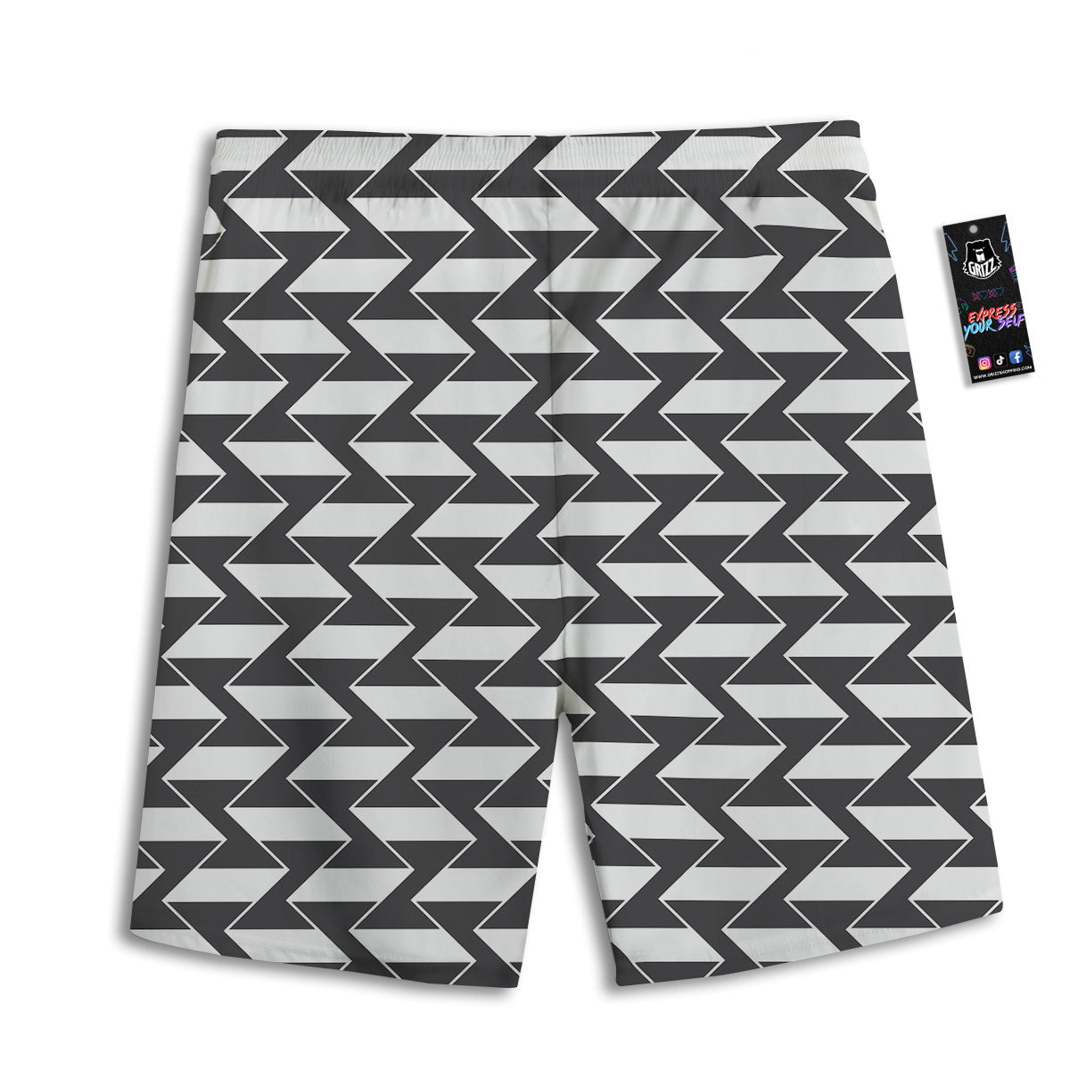 Abstract Heometric Zigzag Print Pattern Men's Athletic Shorts-grizzshop