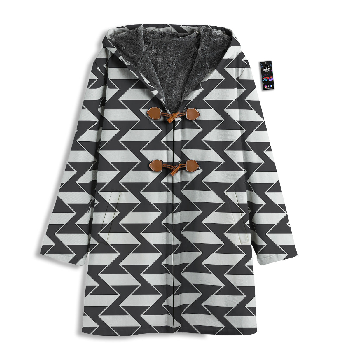 Abstract Heometric Zigzag Print Pattern Men's Windbreaker Jacket-grizzshop