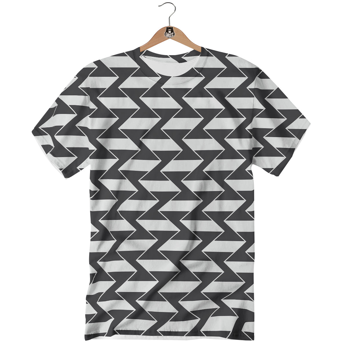 Abstract Heometric Zigzag Print Pattern T-Shirt-grizzshop