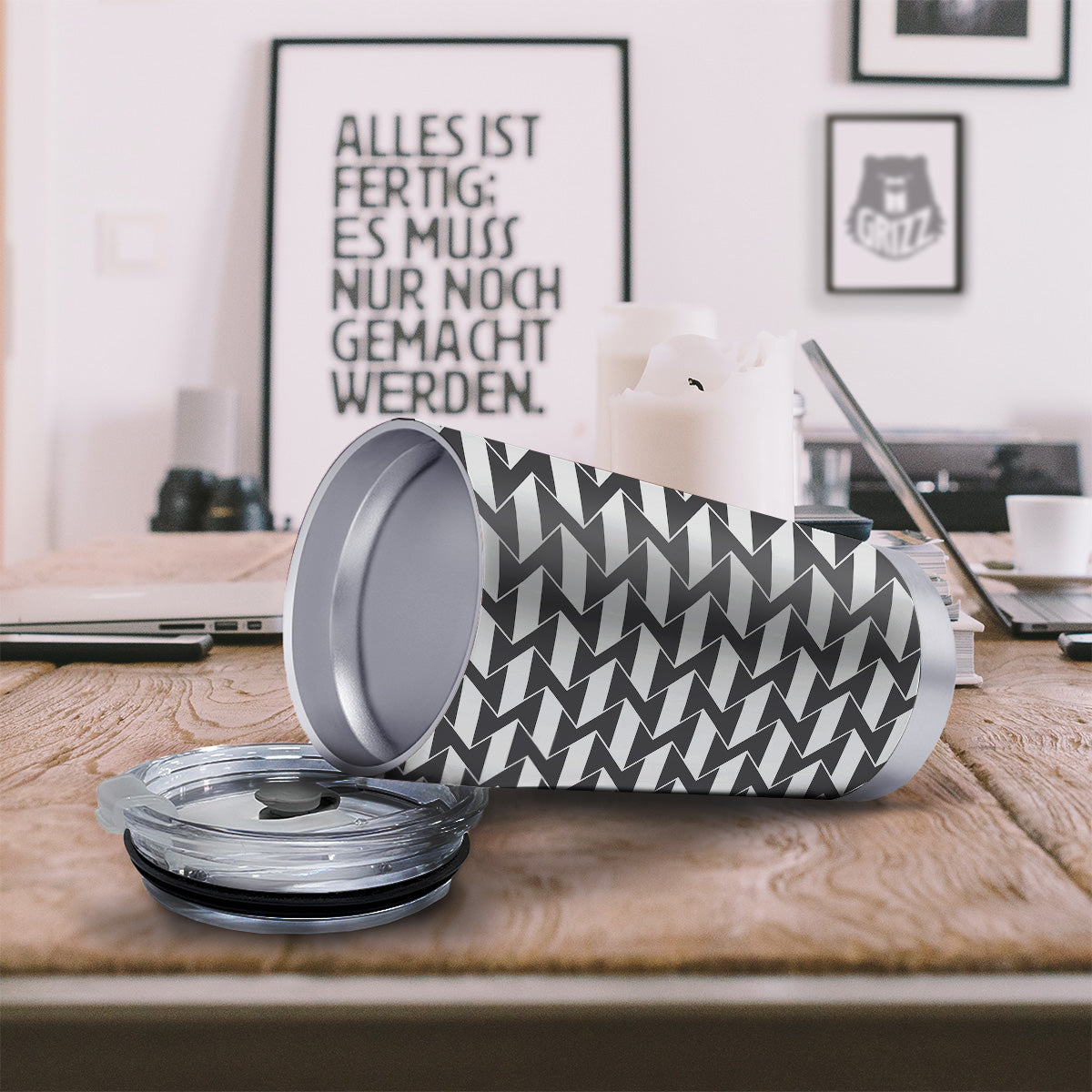 Abstract Heometric Zigzag Print Pattern Tumbler-grizzshop