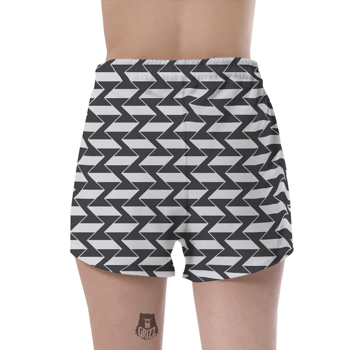 Abstract Heometric Zigzag Print Pattern Women's Shorts-grizzshop