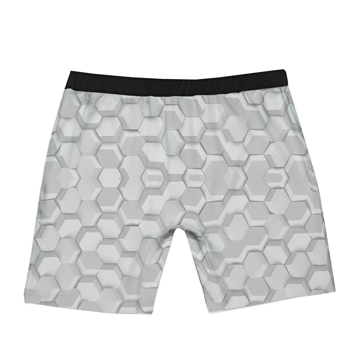 Abstract Hexagonal White 3D Print Pattern Boxer Briefs-grizzshop