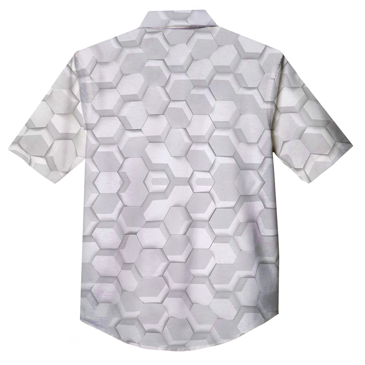 Abstract Hexagonal White 3D Print Pattern Button Up Shirt-grizzshop