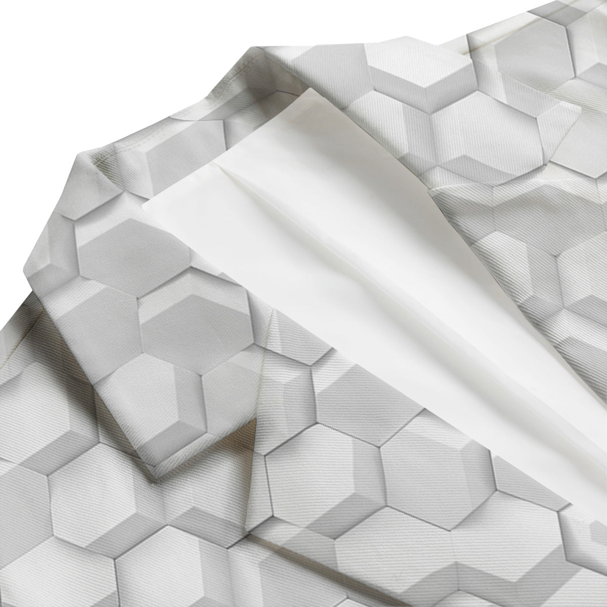 Abstract Hexagonal White 3D Print Pattern Men's Blazer-grizzshop