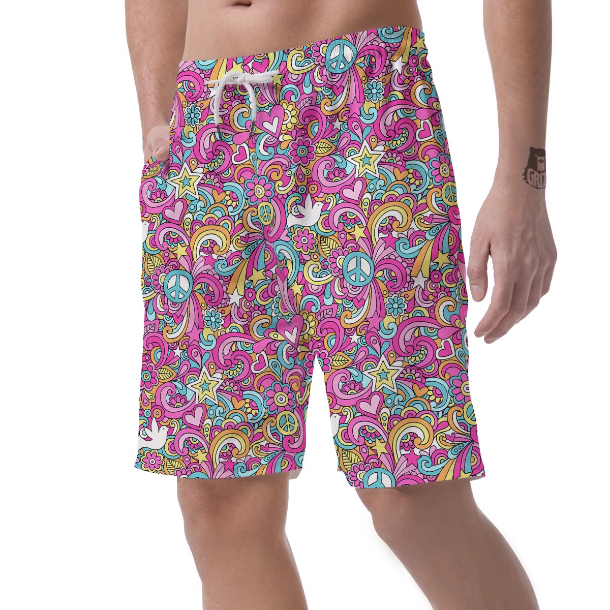 Abstract Hippie Men's Shorts-grizzshop