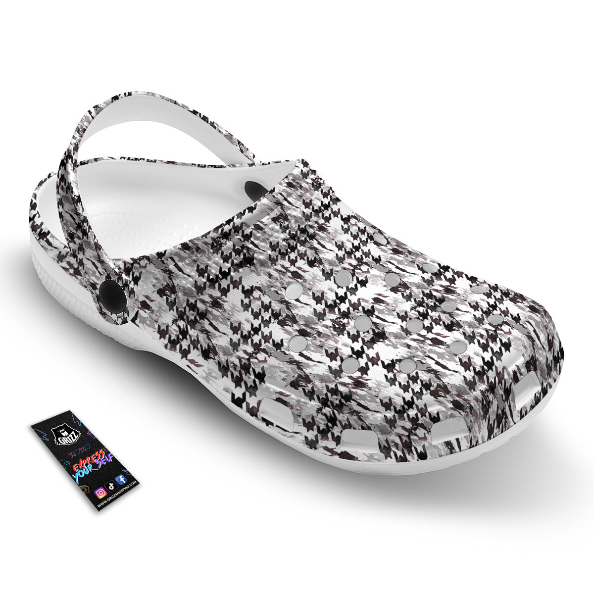 Abstract Houndstooth And Camo Print Pattern Clog-grizzshop
