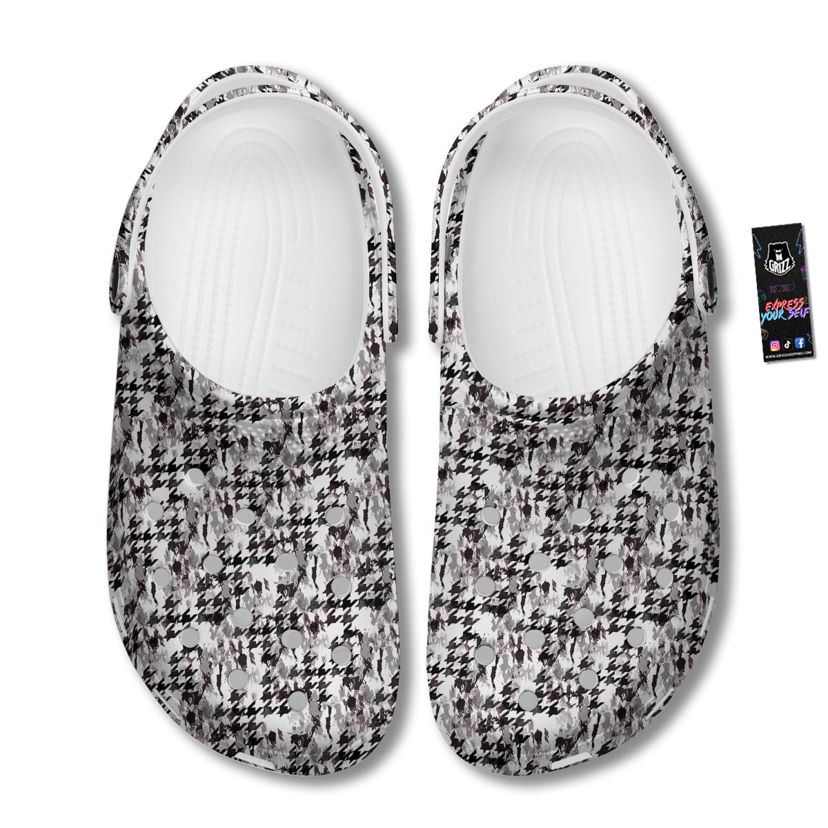 Abstract Houndstooth And Camo Print Pattern Clog-grizzshop