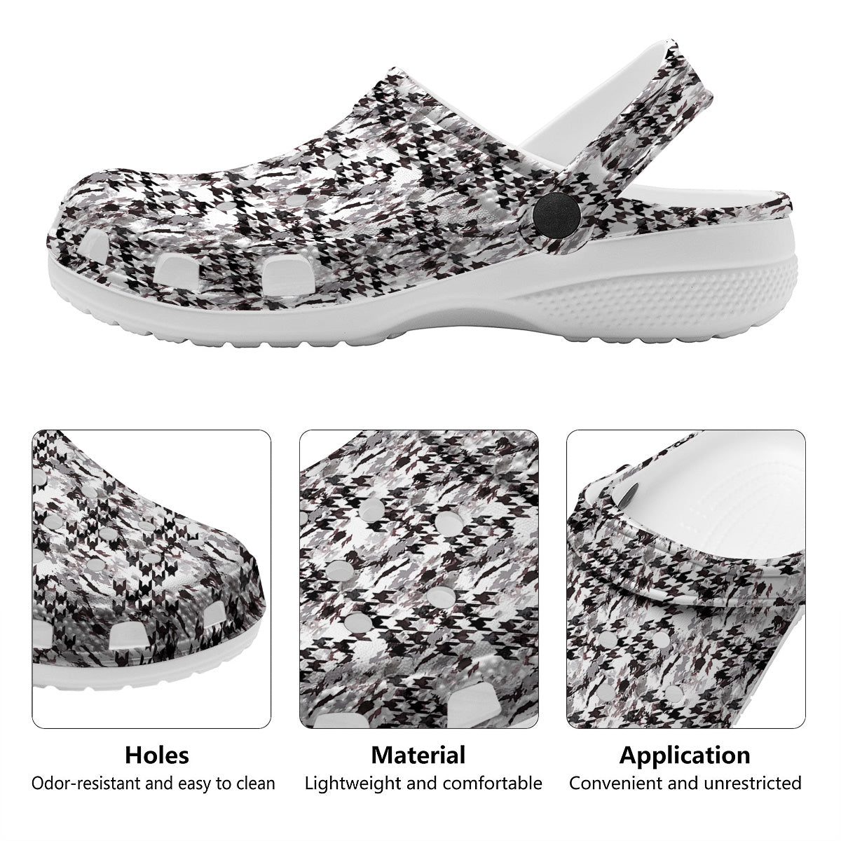 Abstract Houndstooth And Camo Print Pattern Clog-grizzshop
