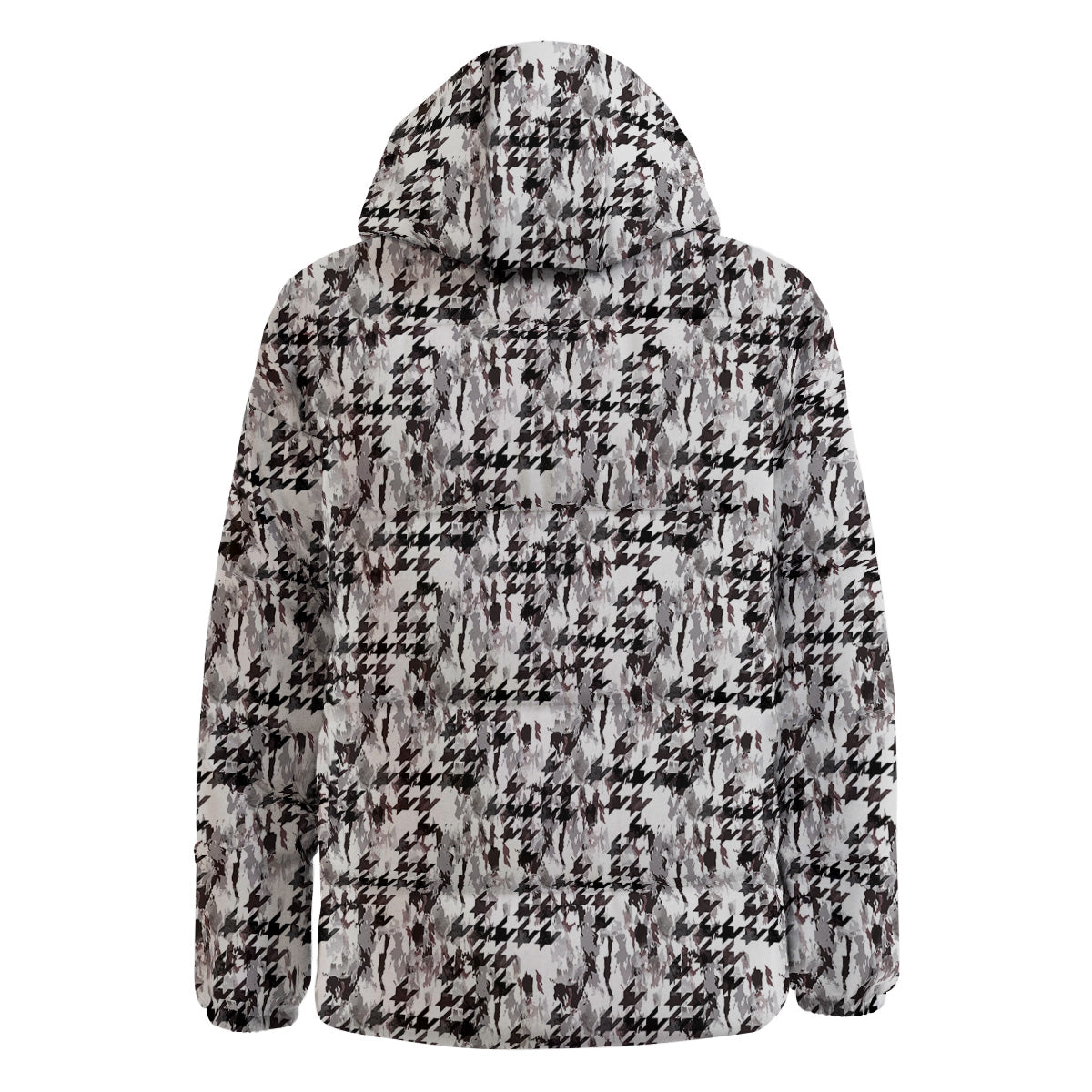 Abstract Houndstooth And Camo Print Pattern Down Jacket-grizzshop