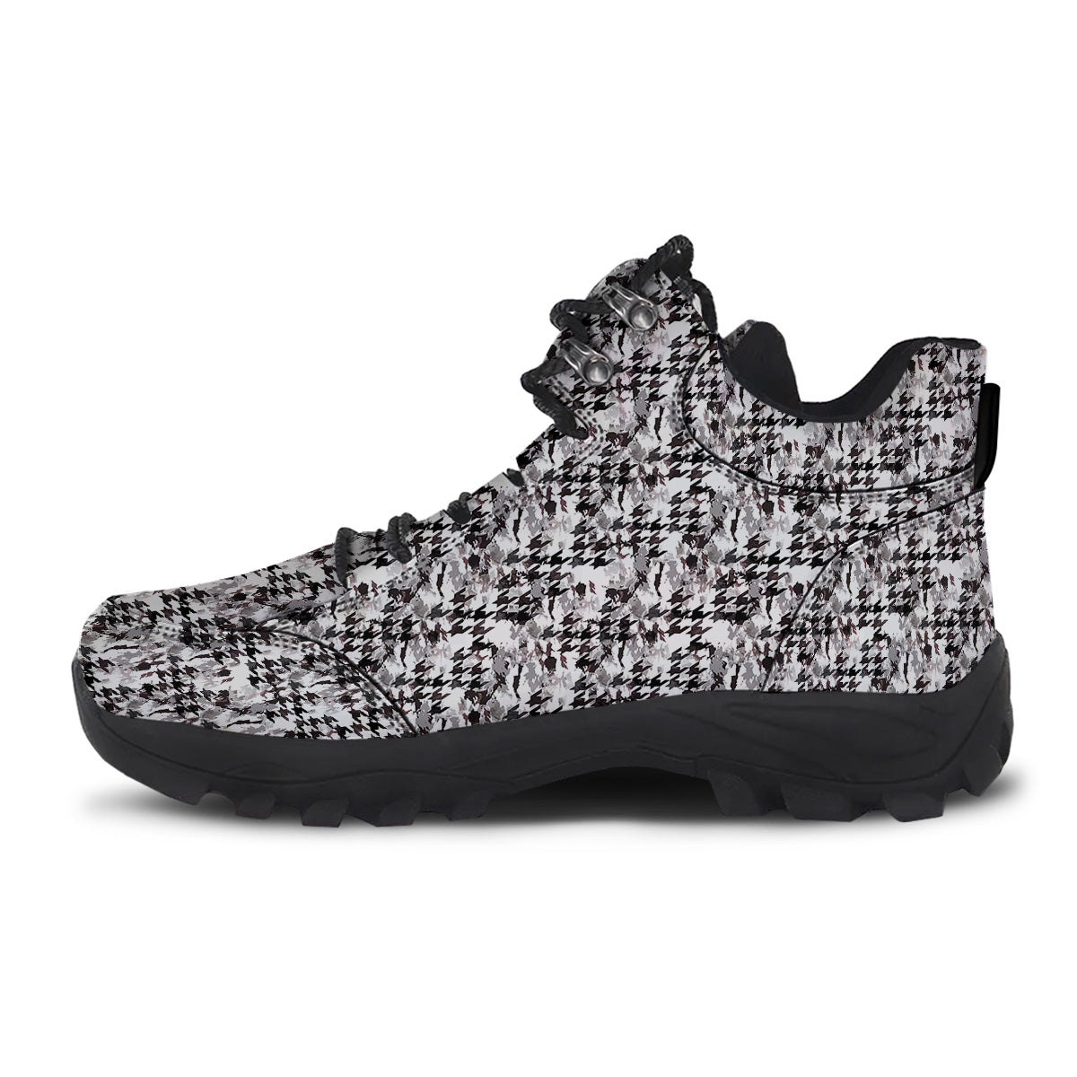Abstract Houndstooth And Camo Print Pattern Hiking Shoes-grizzshop