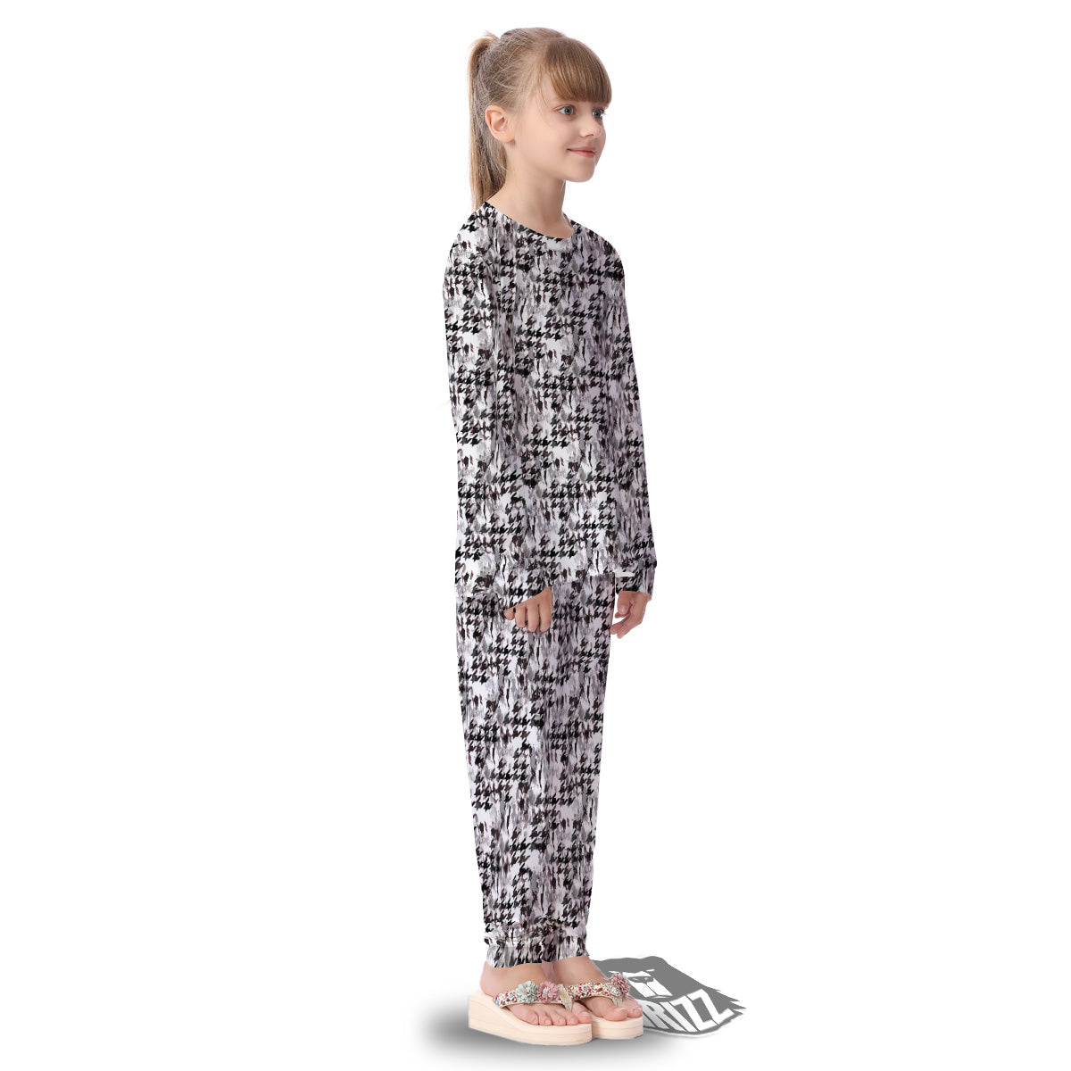 Abstract Houndstooth And Camo Print Pattern Kid's Pajamas-grizzshop