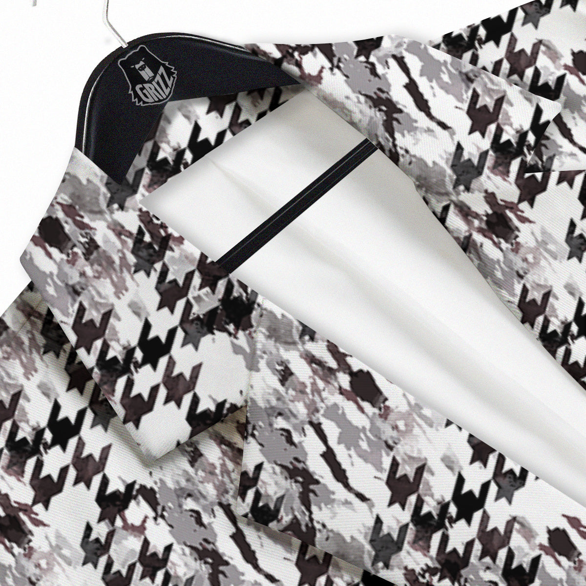 Abstract Houndstooth And Camo Print Pattern Men's Sport Coat-grizzshop