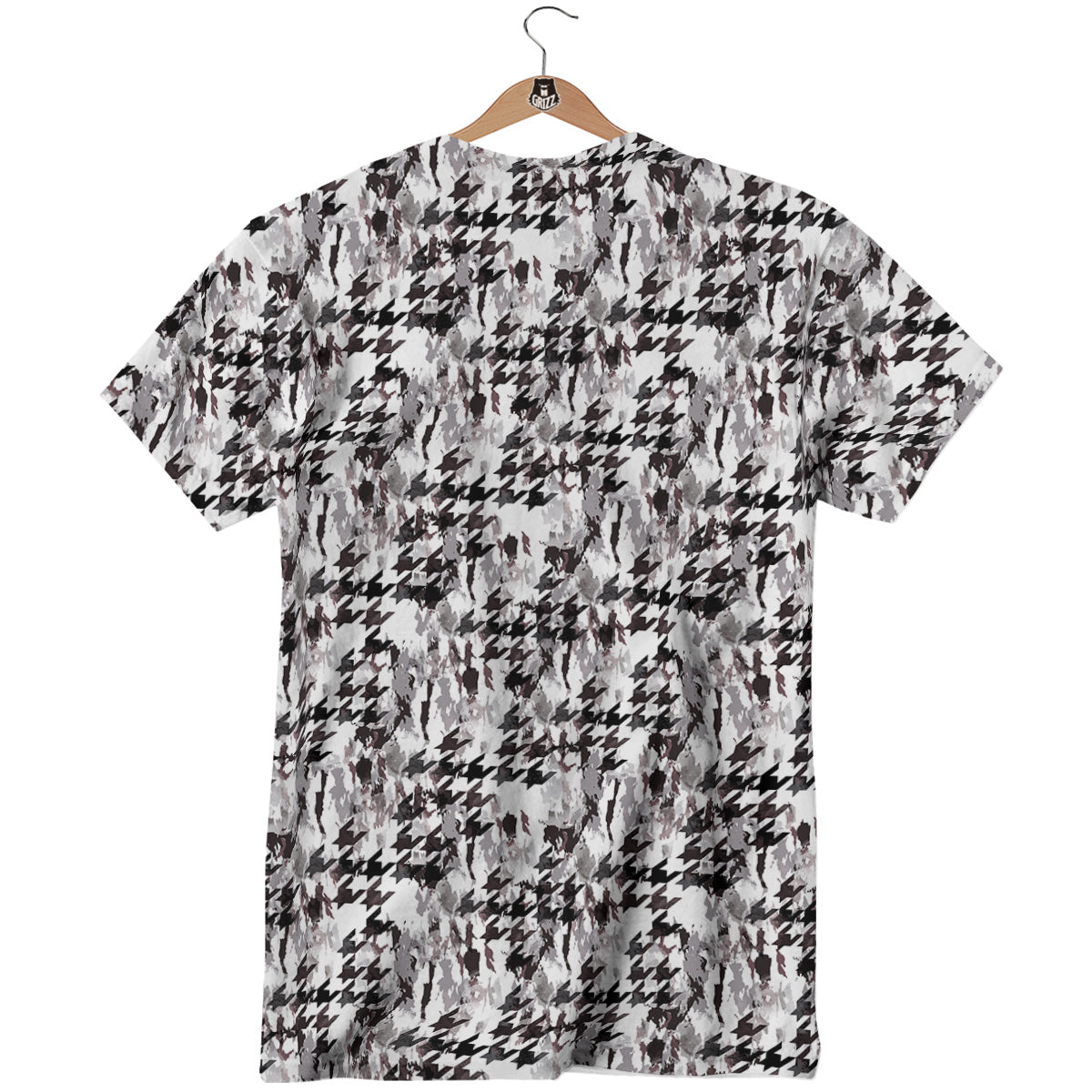 Abstract Houndstooth And Camo Print Pattern T-Shirt-grizzshop