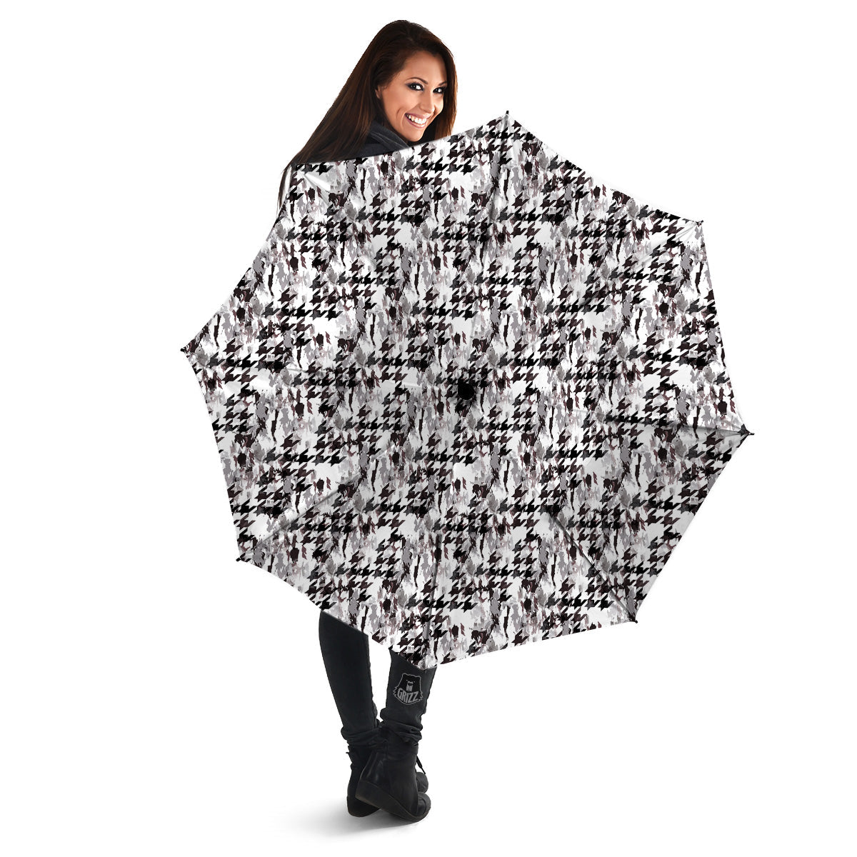 Abstract Houndstooth And Camo Print Pattern Umbrella-grizzshop
