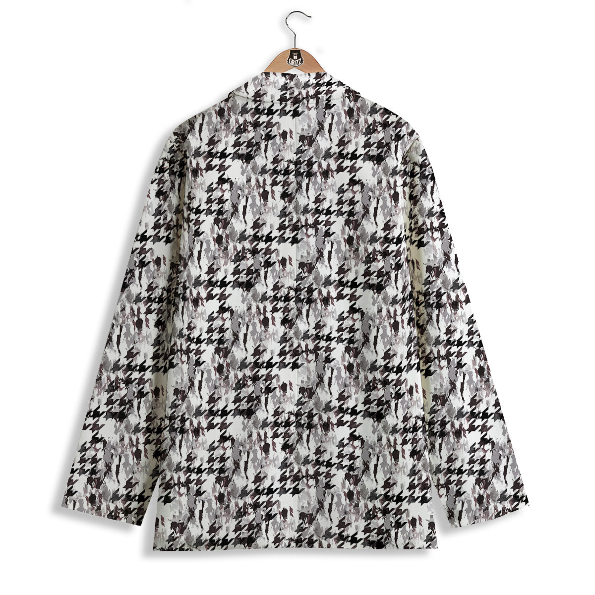 Abstract Houndstooth And Camo Print Pattern Women's Blazer-grizzshop