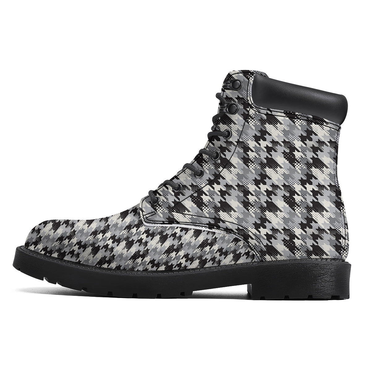 Abstract Houndstooth And Dots Print Pattern Boots-grizzshop