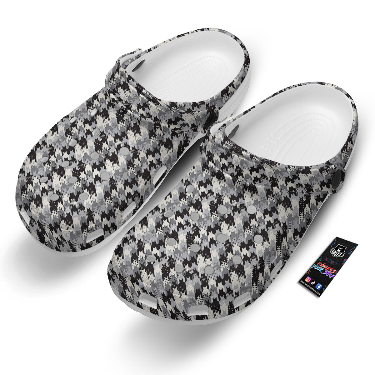 Abstract Houndstooth And Dots Print Pattern Clog-grizzshop