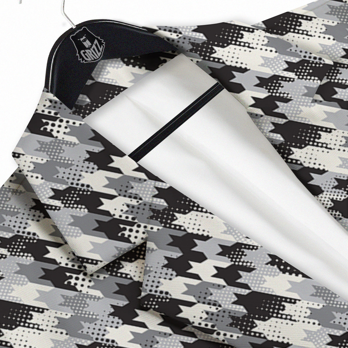 Abstract Houndstooth And Dots Print Pattern Men's Sport Coat-grizzshop