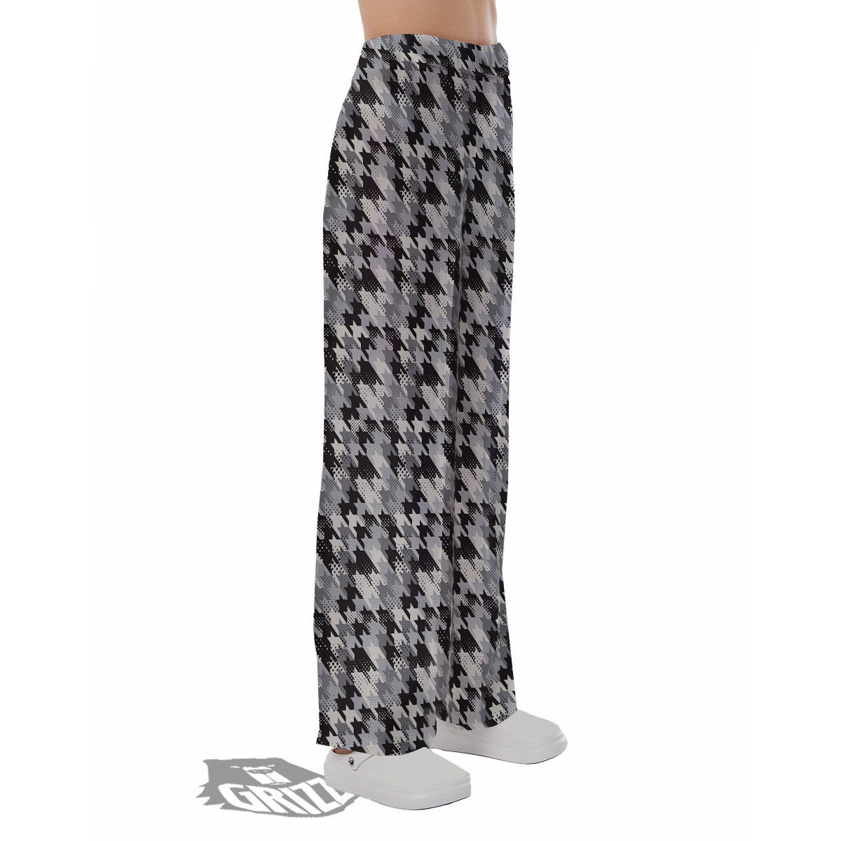 Abstract Houndstooth And Dots Print Pattern Pajama Pants-grizzshop