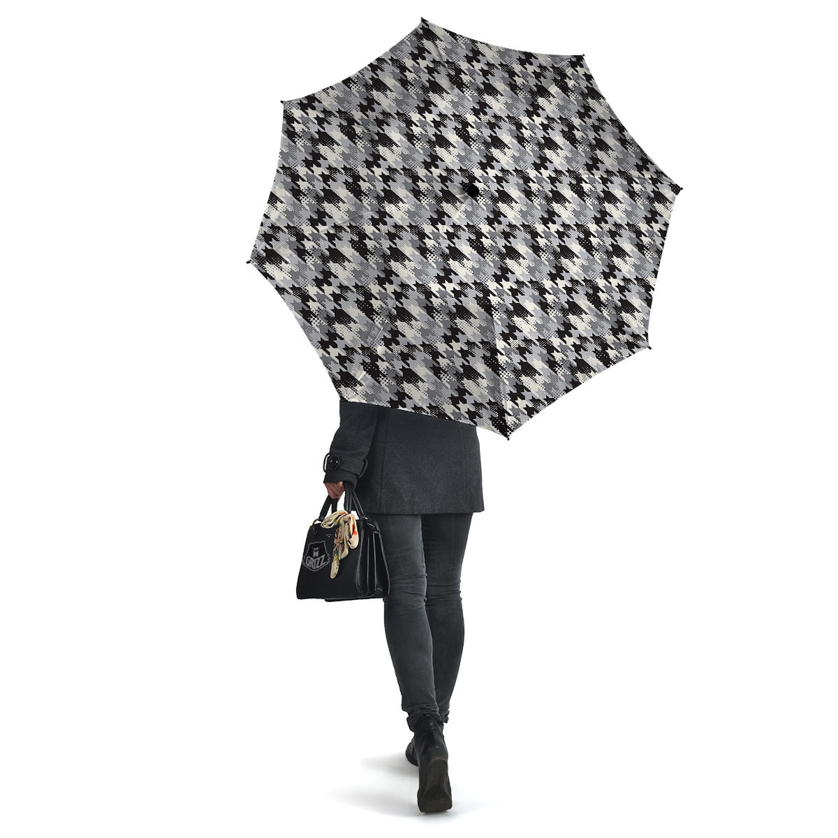 Abstract Houndstooth And Dots Print Pattern Umbrella-grizzshop