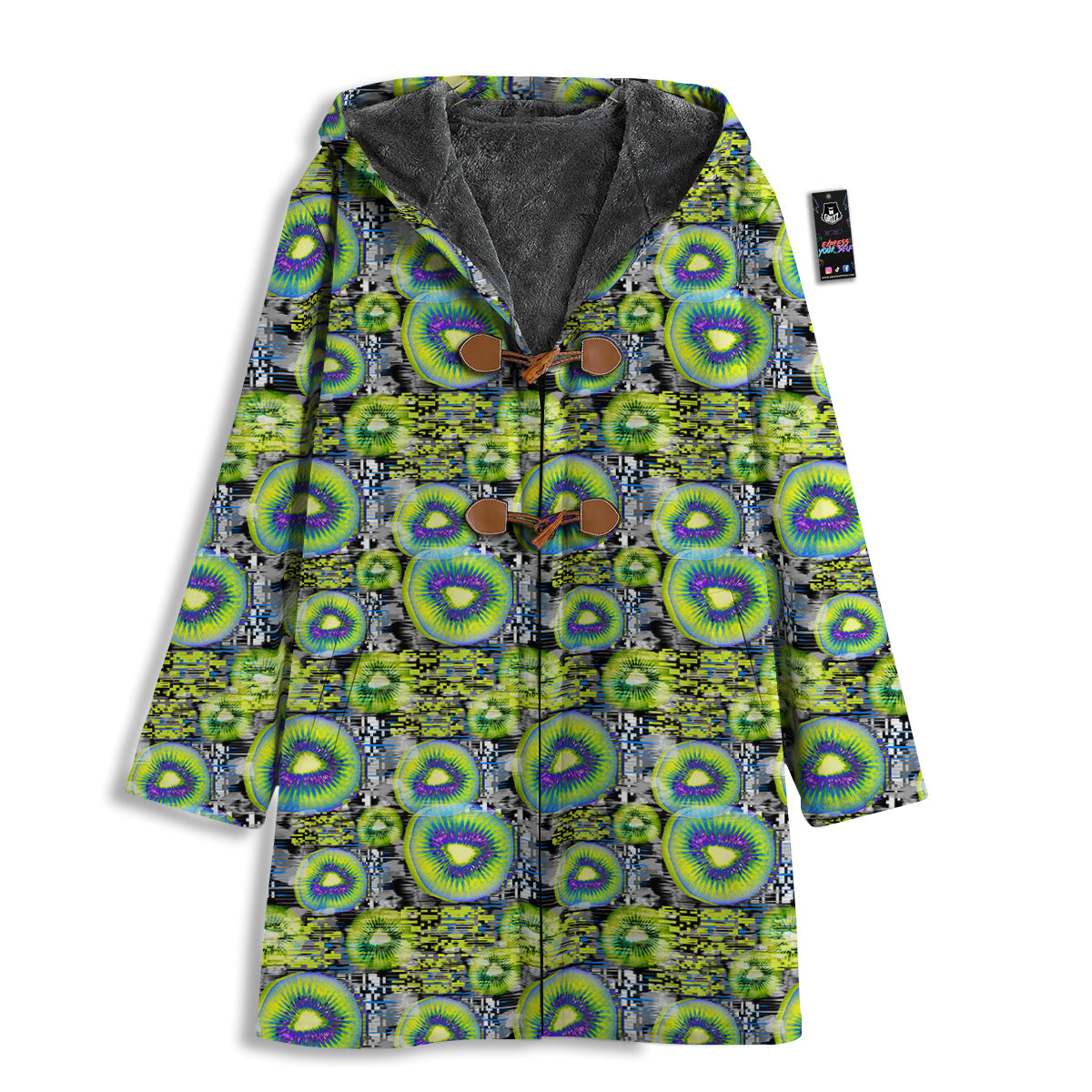 Abstract Kiwi Glitch Print Pattern Men's Windbreaker Jacket-grizzshop