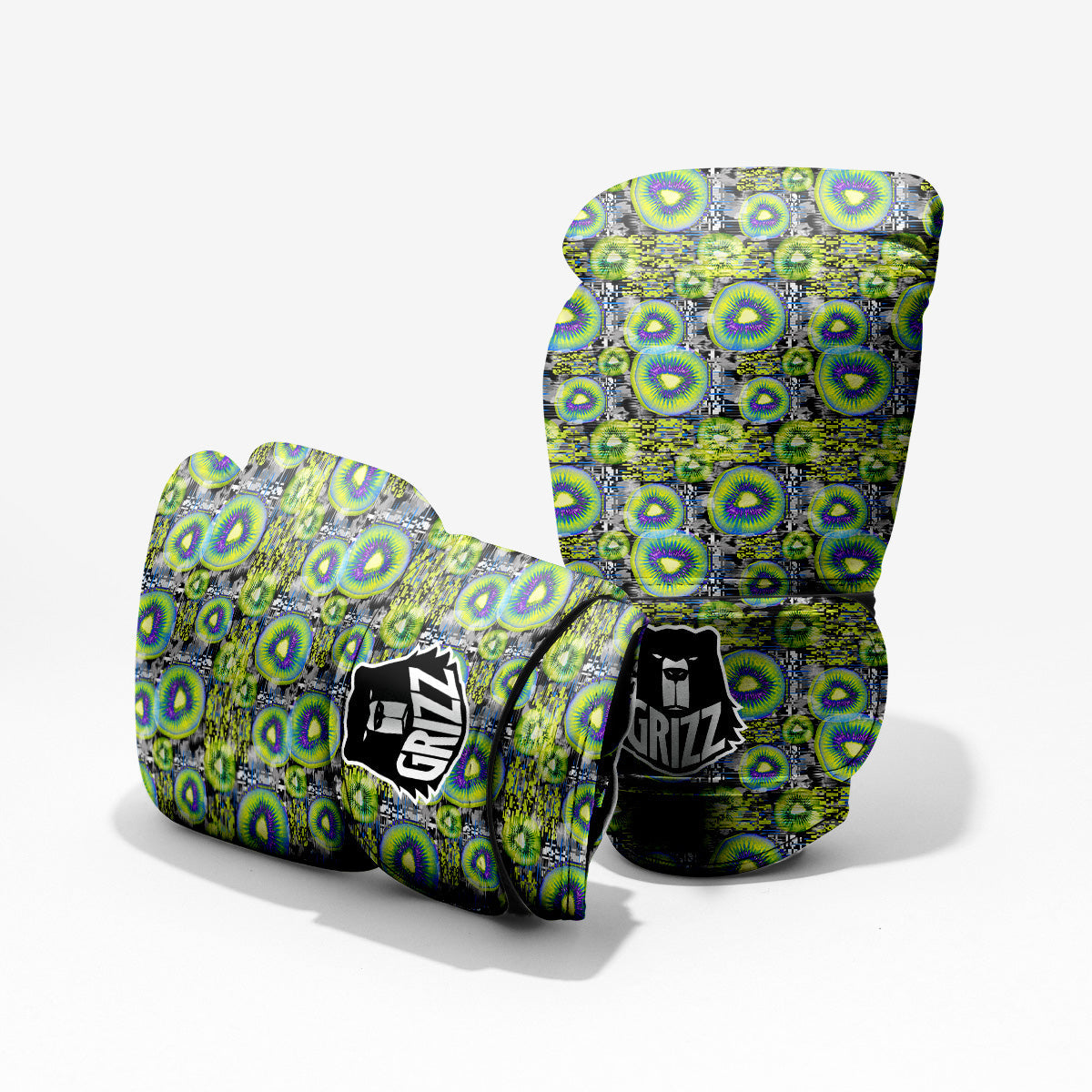 Abstract Kiwi Glitch Print Pattern Pro Boxing Glove