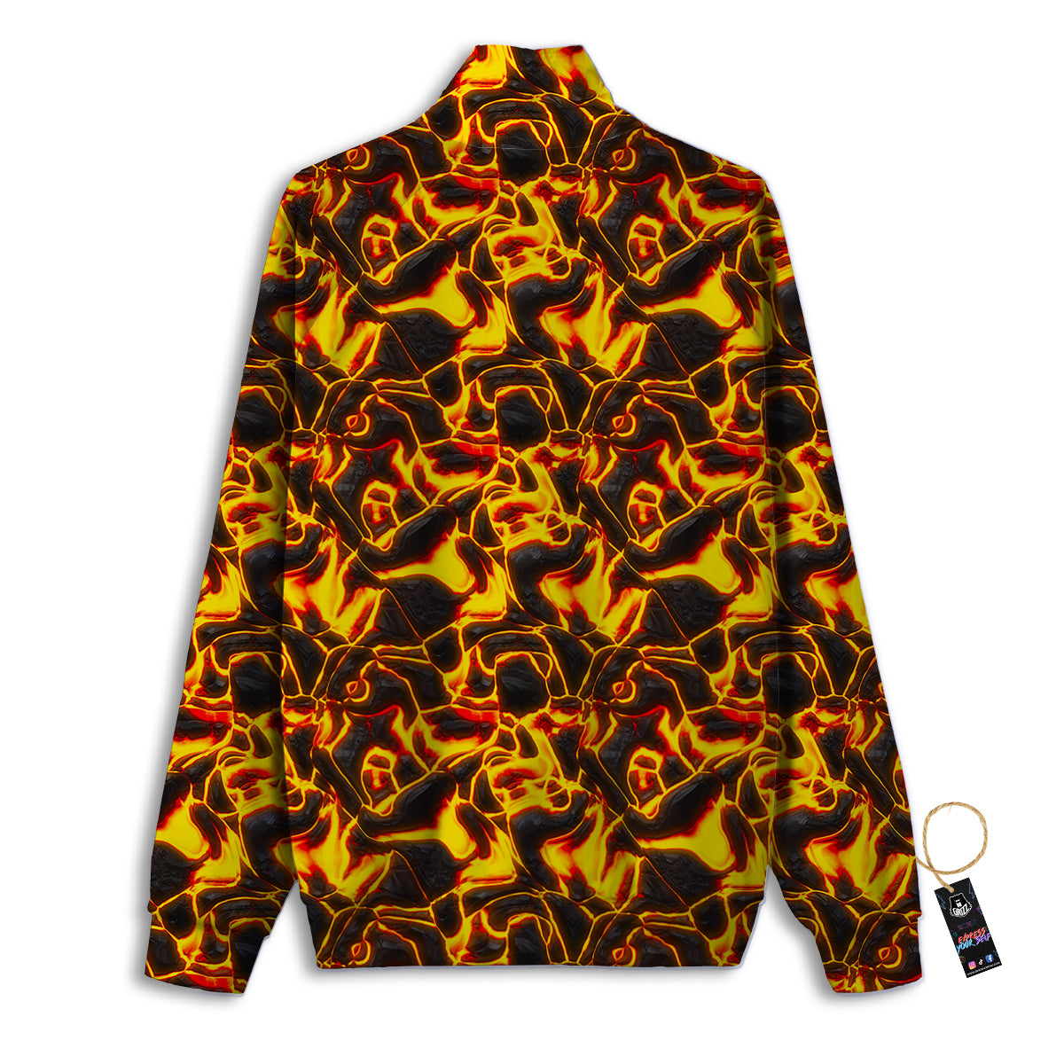 Abstract Lava And Fire Texture Print Track Jacket-grizzshop