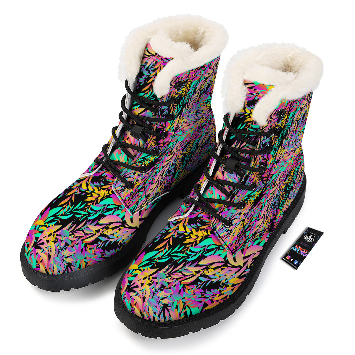 Abstract Lava And Fire Texture Print Winter Boots-grizzshop