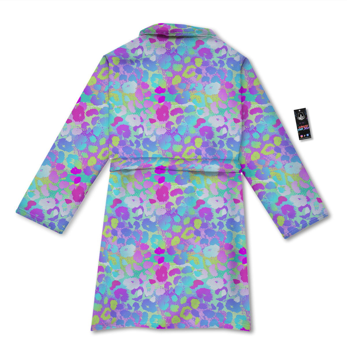 Abstract Leaf Neon Print Pattern Bathrobe-grizzshop