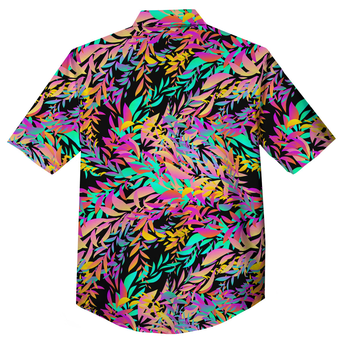 Abstract Leaf Neon Print Pattern Button Up Shirt-grizzshop