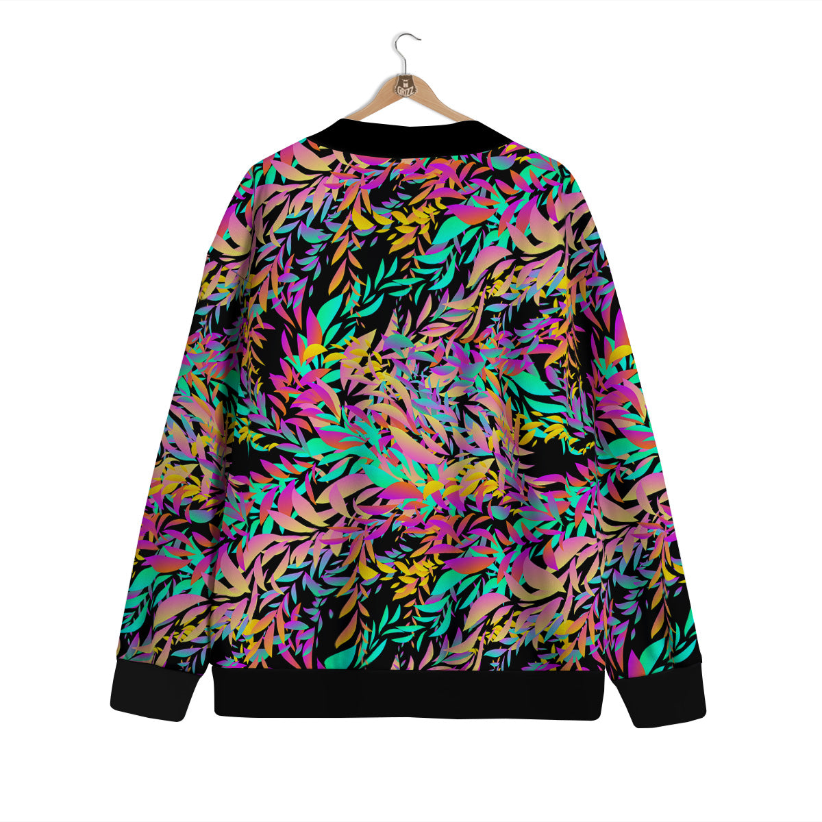 Abstract Leaf Neon Print Pattern Cardigan-grizzshop