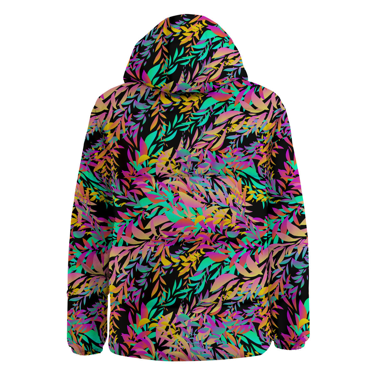 Abstract Leaf Neon Print Pattern Down Jacket-grizzshop