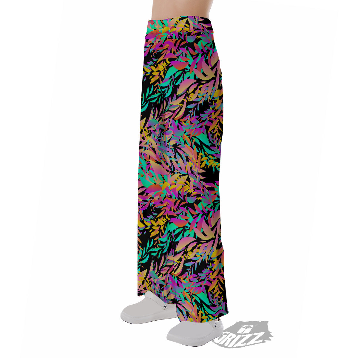 Abstract Leaf Neon Print Pattern Pajama Pants-grizzshop