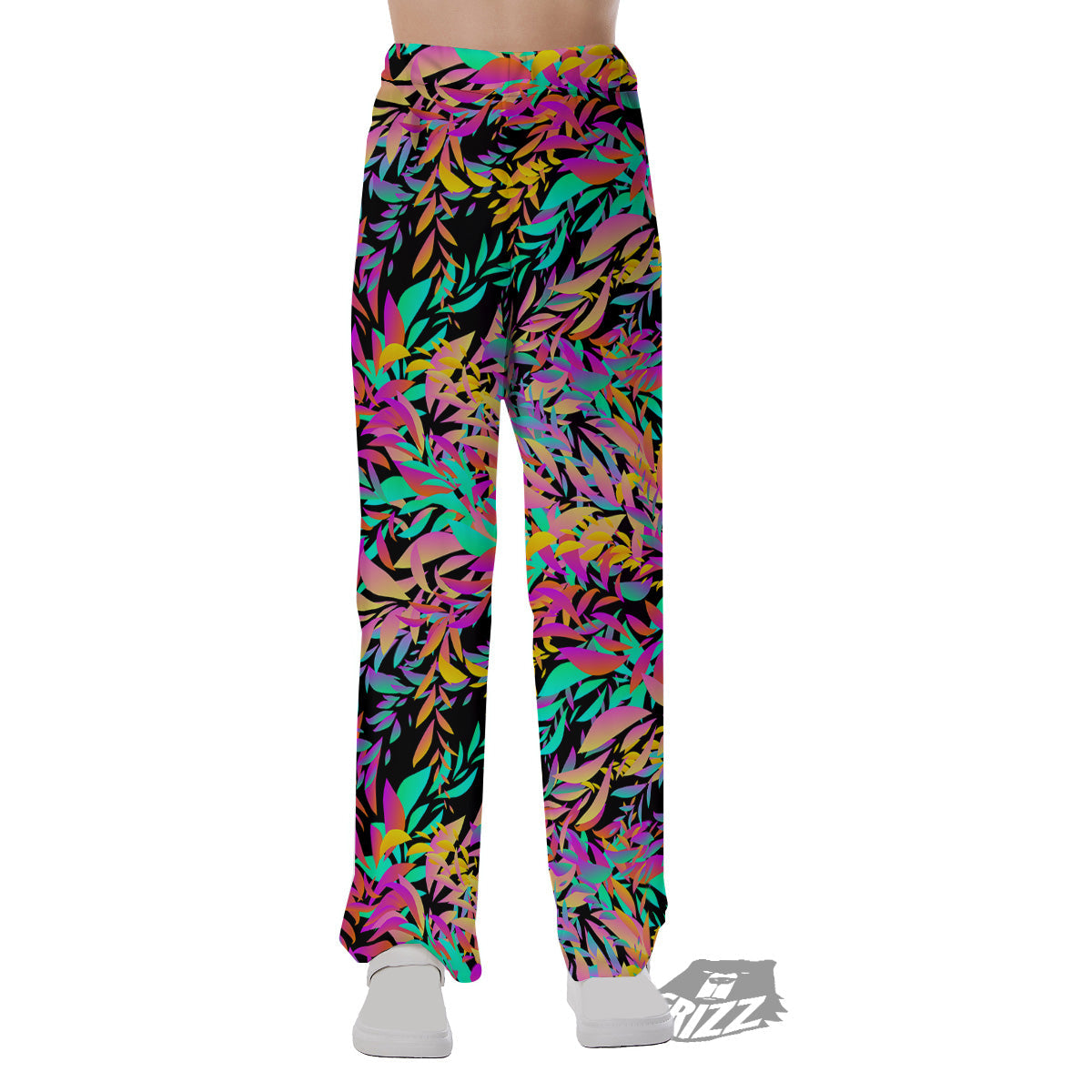 Abstract Leaf Neon Print Pattern Pajama Pants-grizzshop
