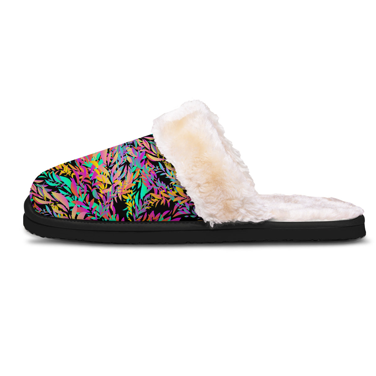 Abstract Leaf Neon Print Pattern Slippers-grizzshop
