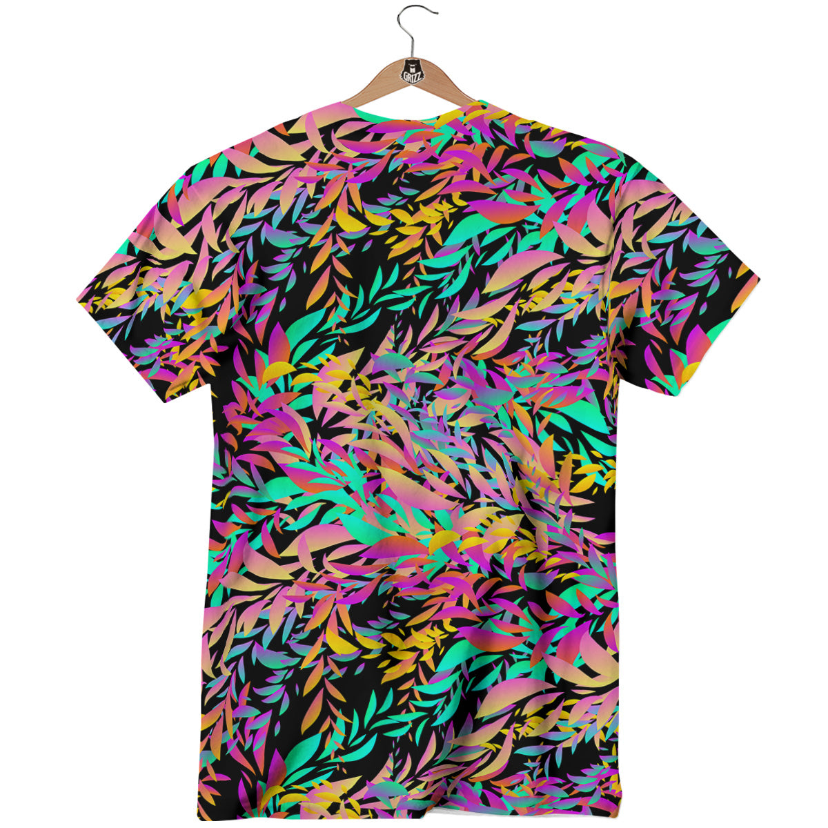 Abstract Leaf Neon Print Pattern T-Shirt-grizzshop