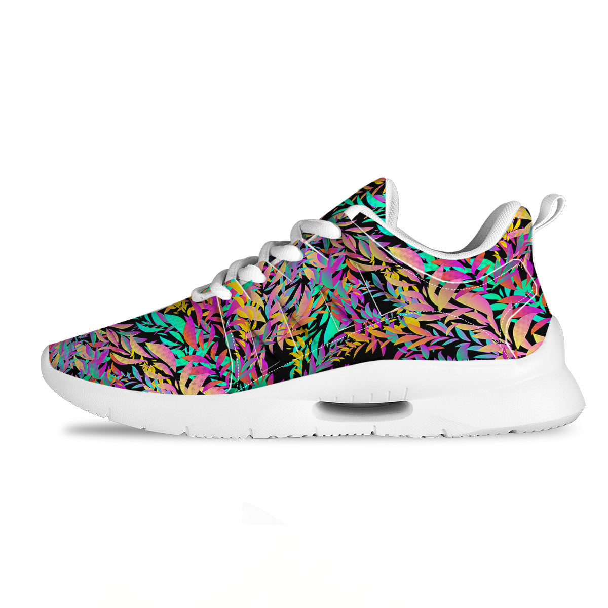 Abstract Leaf Neon Print Pattern Tennis Shoes-grizzshop